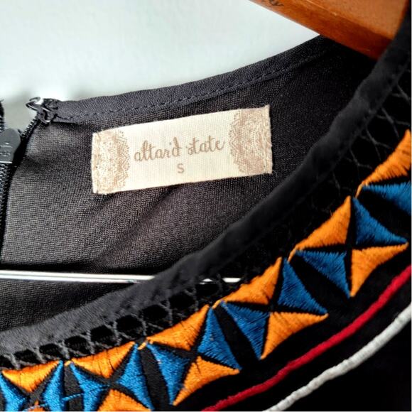 Altar’d State Black Embroidered Dress S Whimsygoth Witchy Boho Festival Cottage - Picture 5 of 10